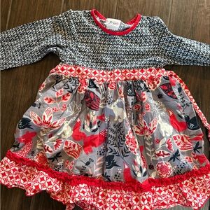 Stylish Kids Casual Dress - Red and Gray